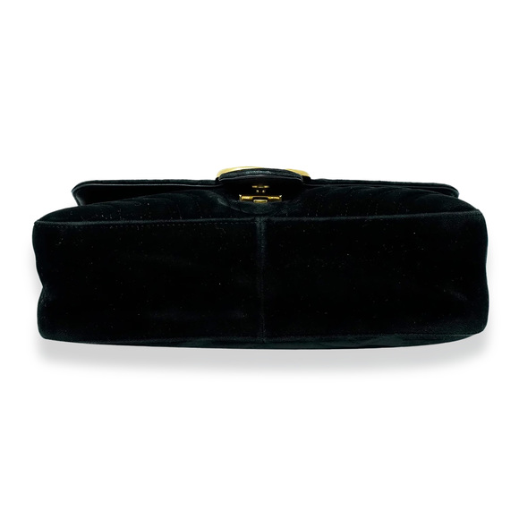 Gucci Black Matelassé Velvet Small Marmont Shoulder Bag - Picture 4 of 7